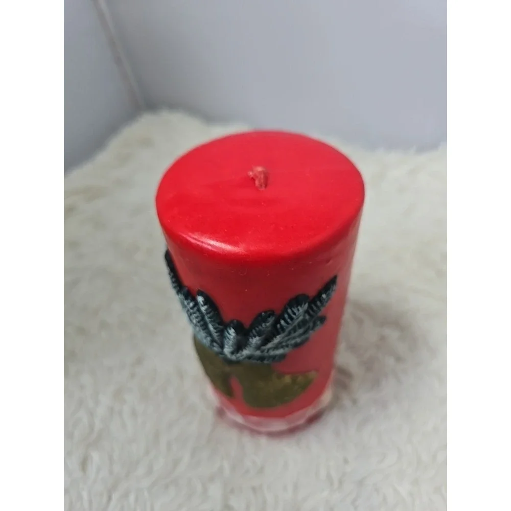 Vintage Christmas Pillar Candle Bells &‎ Holly Decor Retro MCM Unburned in Box